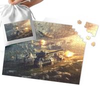 PUZZLE - WOJSKO CZOŁGI MILITARIA WZORY DLA CHŁOPCA 35el + WORECZEK
