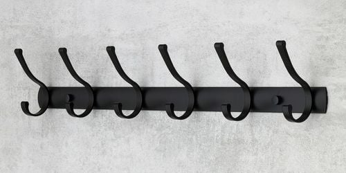 WIESZAK NA UBRANIA ŚCIENNY CZARNY RETRO 6 HACZYKÓW WIESZAK HACZYK na Arena.pl