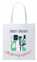 Dla Doktora Lekarza Torba Eco Biała Shopper Z Nadrukiem Ze Zdjęciem