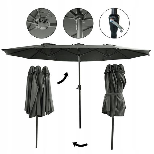 PODWÓJNY PARASOL OGRODOWY PRZECIWSŁONECZY Z KORBKĄ POKROWIEC PHOENIX SZARY na Arena.pl