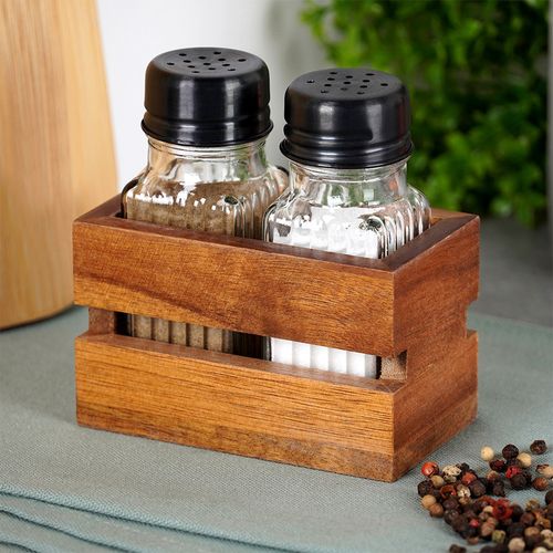 Przyprawnik Solniczka Pieprzniczka Zestaw Pojemniki do Soli Pieprzu Stojak na Arena.pl