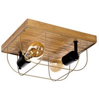 Industrialna lampa sufitowa NETUNO 92012251 druciana drewniana złota