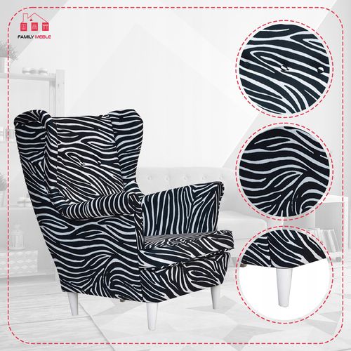 Fotel uszak ARI PRINT skandynawski Family Meble zebra czarny paski na Arena.pl