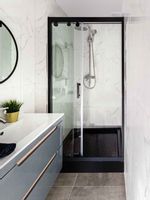 Szklane dzwi prysznicowe do wnęki LOFT 100cm czarne lewe z brodzikiem