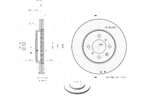 TARCZA HAM PRZOD 258X21 V BREMBO na Arena.pl