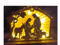 Szopka stajenka drewniana podświetlana prezent na Boże Narodzenie