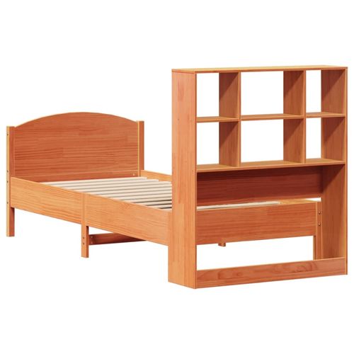 Łóżko z regałem, bez materaca, woskowy brąz, 75x190 cm, sosnowe na Arena.pl