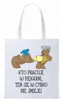 Dla Piekarza Prezent Torba Eco Biała Shopper Z Nadrukiem Ze Zdjęciem