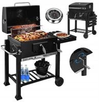 GRILL OGRODOWY WĘGLOWY DUŻY Z POKRYWĄ REGULOWANY RUSZT TERMOMETR DMUCHAWA