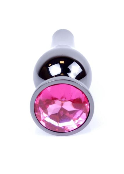 Plug-Jewellery Dark Silver Butt Plug- Pink zdjęcie 1