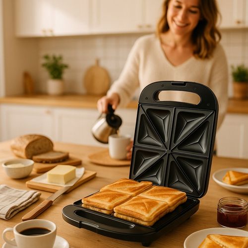 Czarny Toster Opiekacz Do Kanapek XXL 4 Kanapki 1400W Tosty Sandwich na Arena.pl