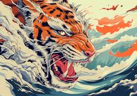 Plakat 84x59,5cm Tygrys Na Fali