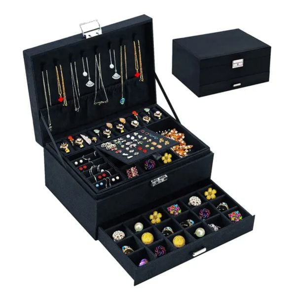 Kuferek na biżuterię czarny zdjęcie 5