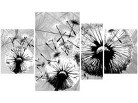 120CM 70 OBRAZ 4 ELEM BIAŁE DMUCHAWCE SZARYM TLE ŚCIENNY