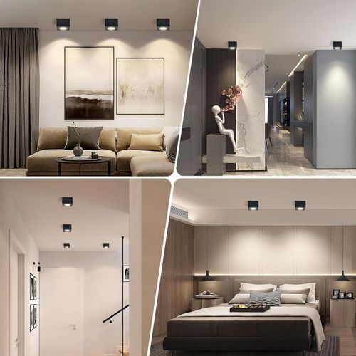 Reflektory sufitowe LED KYOTECH IP44 do łazienki Ø80x80x50 mm czarne 4 szt na Arena.pl