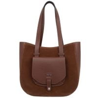 VEZZE torebka skórzana zamszowa klasyczna z długimi rączkami V703 brązowa