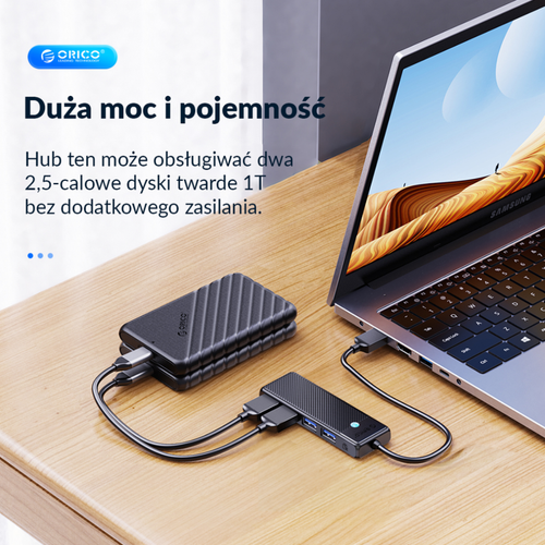 Orico Hub USB-A 4 porty USB-A 3.0 5 Gbps czarny na Arena.pl