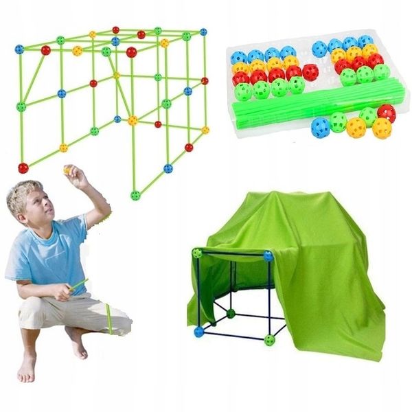 ZESTAW DO BUDOWANIA BAZA TUNEL NAMIOT KLOCKI 87 EL zdjęcie 1