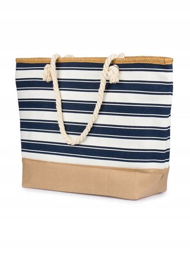 Torba Plażowa Duża Zapinana Na Zamek Torebka Shopper Na Piknik z Podszewką na Arena.pl