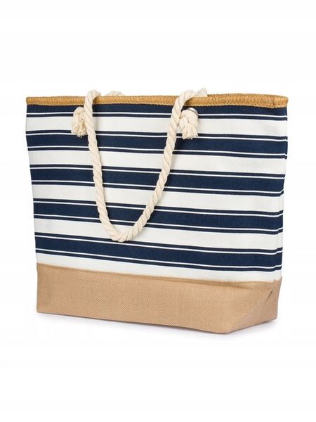 Torba Plażowa Duża Zapinana Na Zamek Torebka Shopper Na Piknik z Podszewką zdjęcie 6