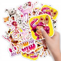 NAKLEJKI ETYKIETY NA ZESZYT NALEPKA Z POSTACIAMI MIA I JA WZORY 10SZT