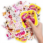 NAKLEJKI ETYKIETY NA ZESZYT NALEPKA Z POSTACIAMI MIA I JA WZORY 10SZT