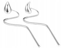 KOLCZYKI SREBRNE 925 WISZĄCE NA SZTYFCIE DŁUGIE PRZEWLEKANE ŁEZKI KROPLE