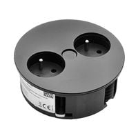 Gniazdo wpuszczane w blat TWIST 2x230V, Czarny mat