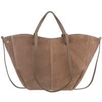 VERA PELLE torebka zamszowa shopper duża rozpinana na ramię V679 taupe