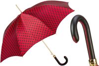 PASOTTI Parasol 93cm Czerwony Grochy Skóra Automatyczny LUX