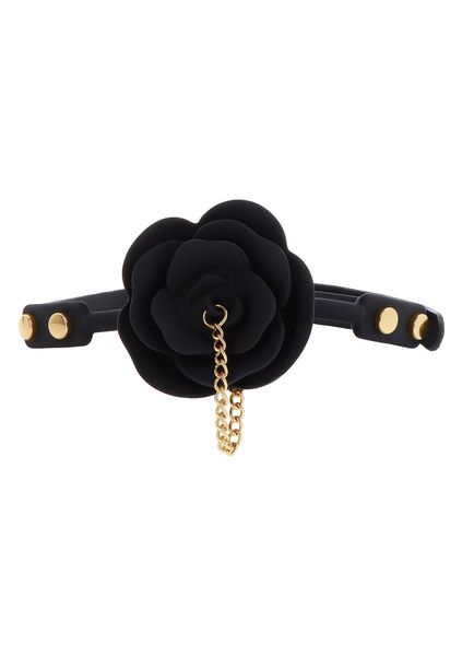Rose Ball Gag With Plug Black zdjęcie 13