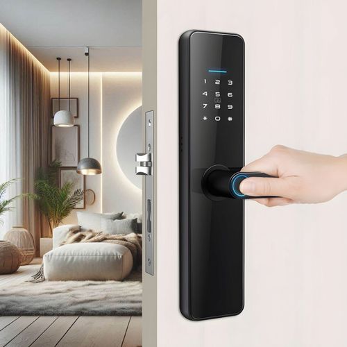 Inteligentna Klamka Tuya WiFi Wkładka Zamka Szyfr Kod RFID Odcisk Palca na Arena.pl