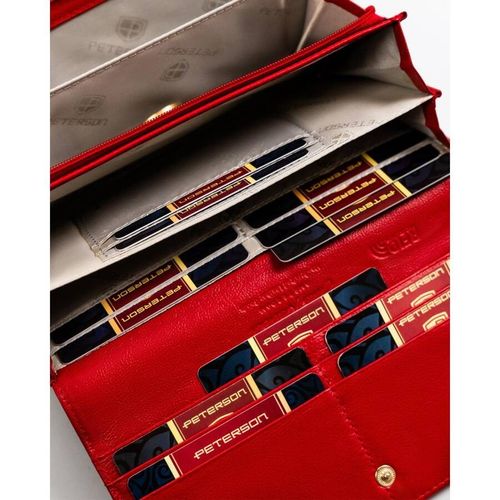 duży i pojemny czerwony portfel damski z systemem rfid - peterson na Arena.pl