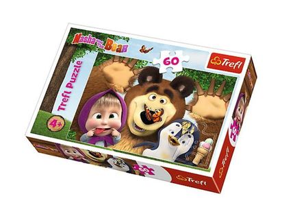 Duże Puzzle 60 Elementów dla Dzieci Wesoły Dzień Maszy Masza Niedźwiedź