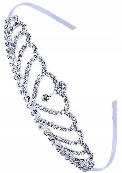 Diadem Korona Tiara Ozdoba doWłosów Ślubna SREBRNA  N19 zdjęcie 1