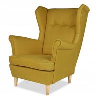 Fotel uszak ARI skandynawski  żółty musztardowy brudny