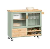 Wózek kuchenny na kółkach wyspa z uchwytem kredens zielony