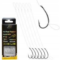 6x Haczyki Method Feeder na żyłce z włosem r 12