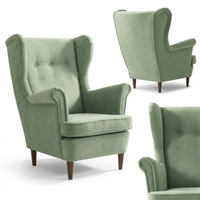 Fotel uszak skandynawski miętowy pistacjowy jasno zielony Ari Family Meble