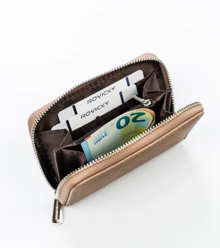 portfel damski z ziarnistej skóry eko zapinany suwakiem na Arena.pl