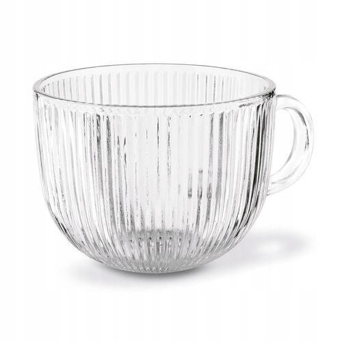 Zestaw KUBKI SZKLANE Filiżanki z UCHEM Tadar Jumbo Paski DUŻE 6x450 ml na Arena.pl