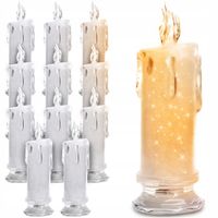 12X ŚWIECZKI ELEKTRYCZNE WKŁAD DO ZNICZY ŚWIECZKA NA BATERIE BROKATOWA 18CM