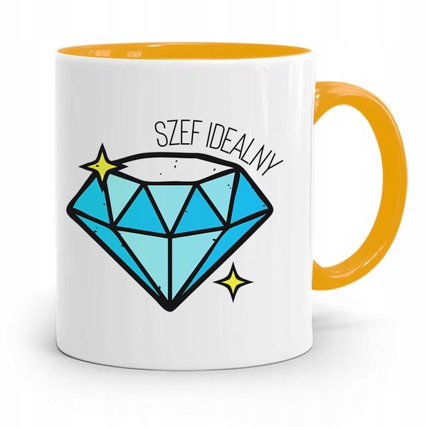 Kubek Żółty Prezent Dla Szefa Szef Idealny Z Nadrukiem Ze Zdjęciem zdjęcie 1