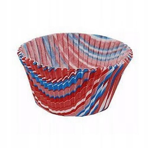 FOREMKI PAPILOTKI do muffinek niebiesko-czerwone Paski 50x35 mm 100 szt na Arena.pl