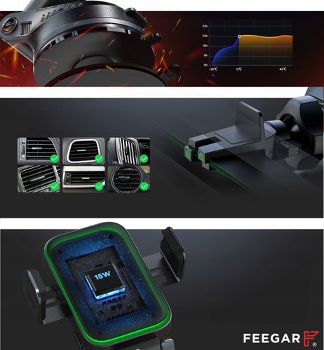 Uchwyt Samochodowy Na Telefon Feegar Qh400 Ładowarka Indukcja Szyba Kokpit na Arena.pl