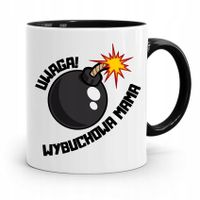 Kubek Czarny Prezent Dla Mamy Uwaga Wybuchowa Mama Z Nadrukiem Ze Zdjęciem