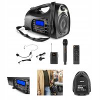 Głośnik przenośny BT USB FM MIKROFONY LED LATARKA