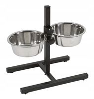 Stojak + miski metalowe Lupipets czarny, srebrny 2,8 l