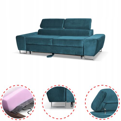 Zestaw mebli wypoczynkowych Bosso Sofa 2os fotele niebieskie na Arena.pl