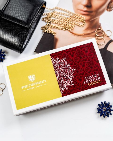 PETERSON portfel damski skórzany lakierowany z motylami P187 srebrny zdjęcie 6